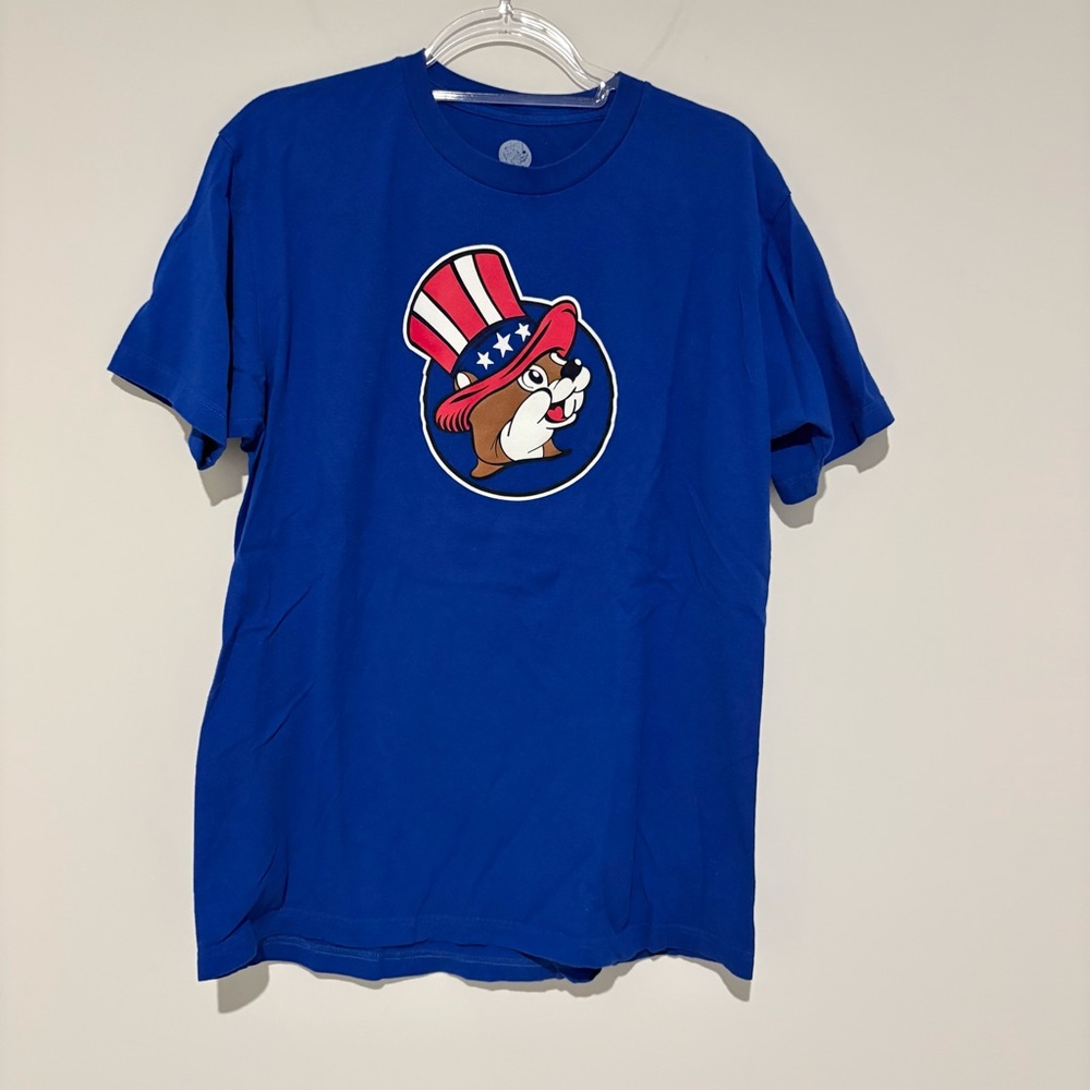 BUC-EES T-Shirt UNCLE SAM freedom‎ Beaver Front JULY 4th Back blue Size Large